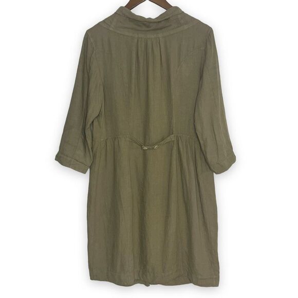 Transit Par-Such Green V-Neck Above Knee Button Front Long Sleeve Dress Size 4 - Picture 2 of 16